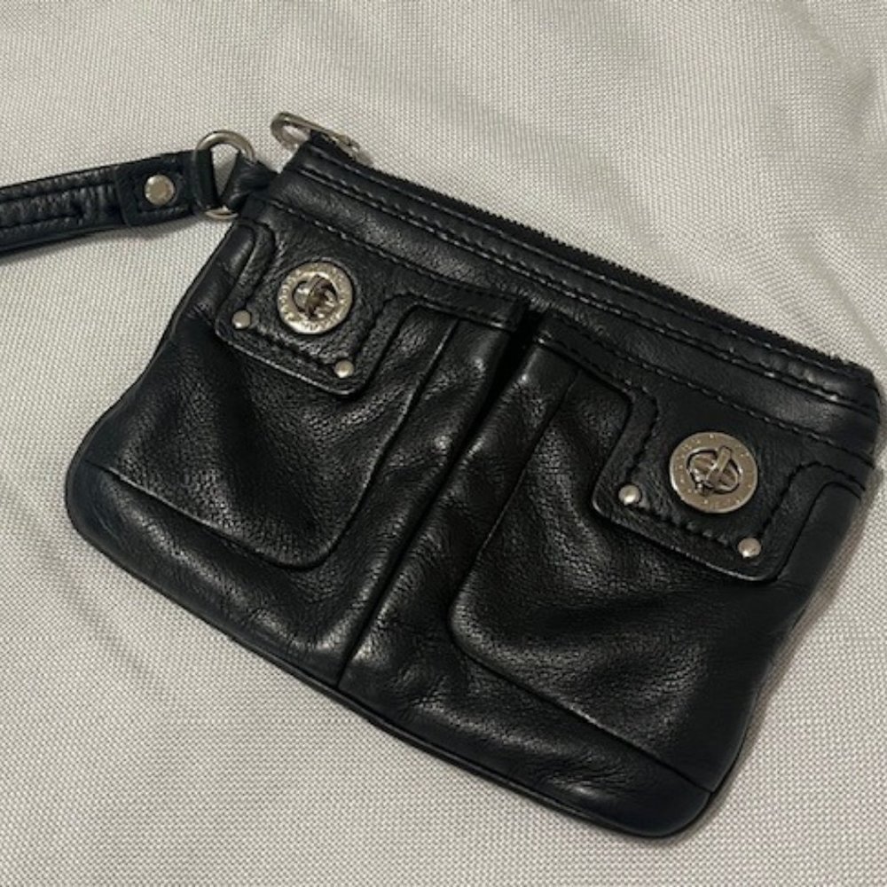 Marc Jacobs Black Leather Clutch Wristlet Purse